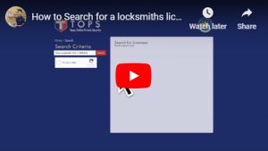 Youtube video link on how to search a locksmith license