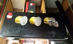 High security lock inside of its package
